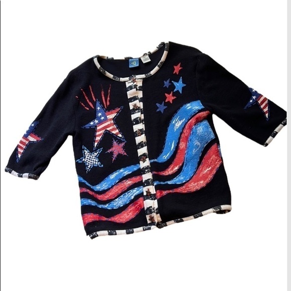 Onque Casuals wearable art Patriotic Sweater July 4th Size Medium - Picture 8 of 8